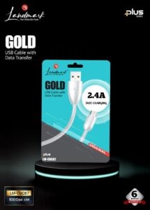 LANDMARK GOLD TYPE-B CABLE WITH DATA TRANSFER – 2.4A FAST CHARGING (LM-CDC87)